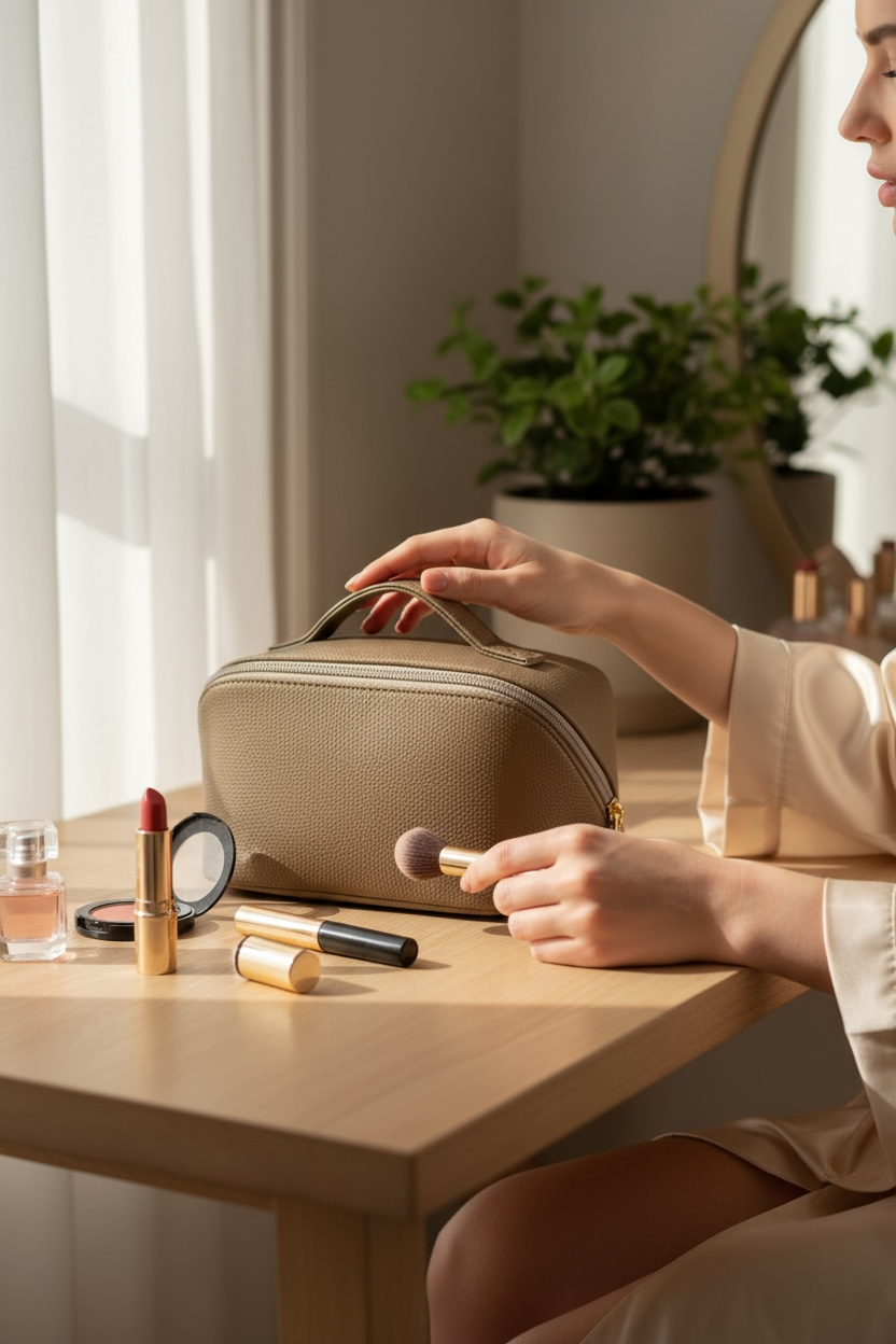 The Serenity Case – Vegan Toilettas in Taupe