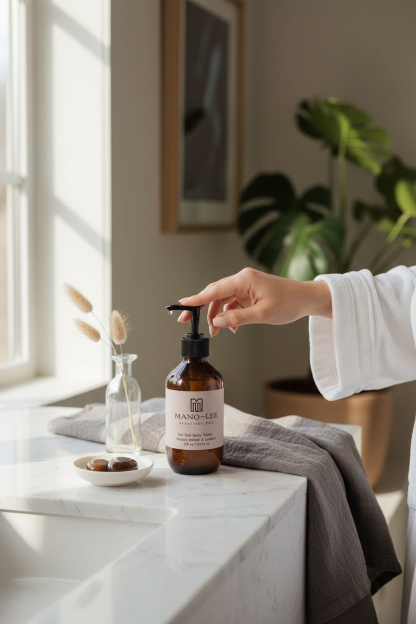 Mano-Lee Silk Skin Body Serum, Woody Amber & Leather 270 ml